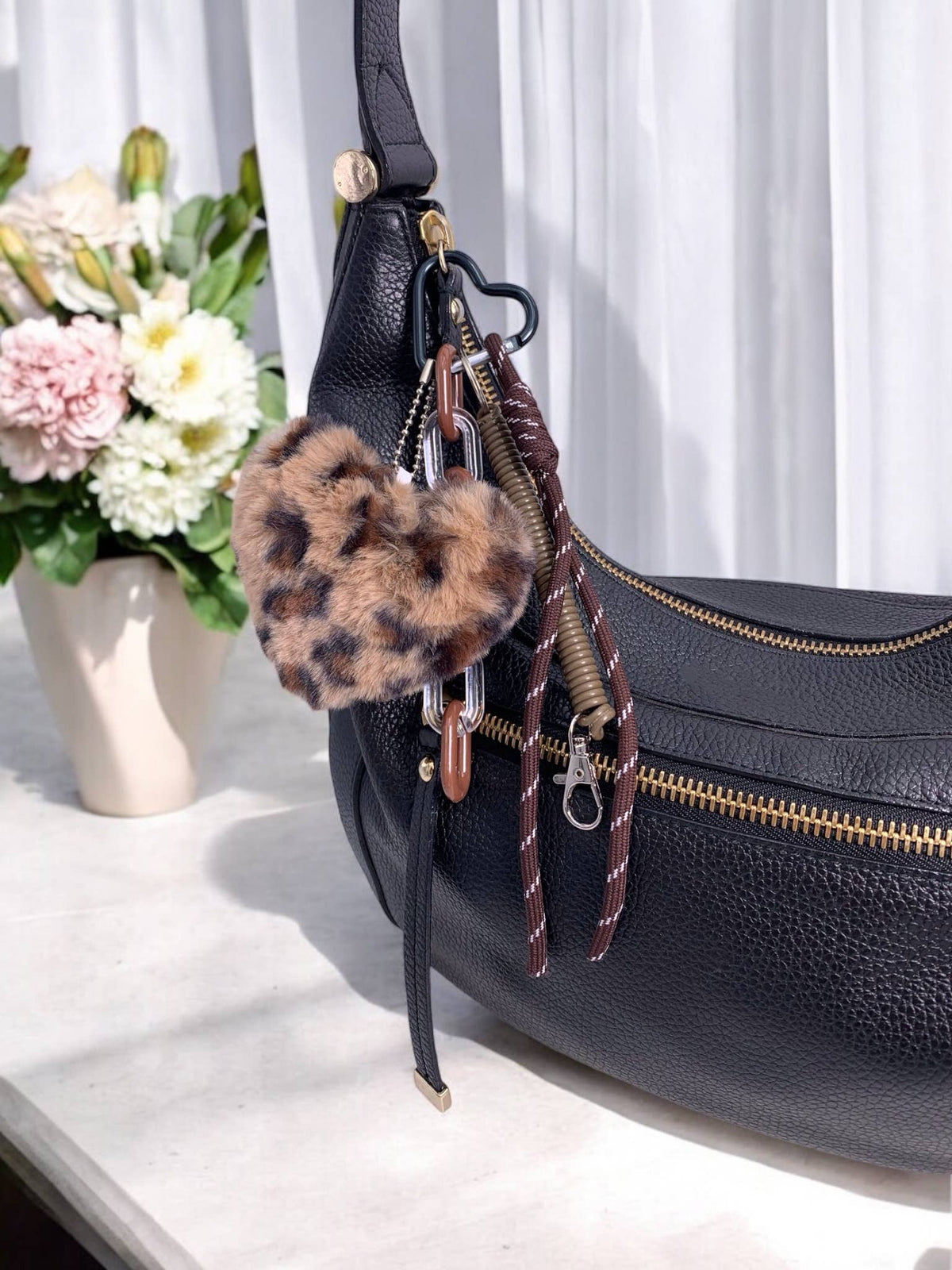 Leopard hart tasbedel en sleutelhanger PC09: Bruin / Synthetisch