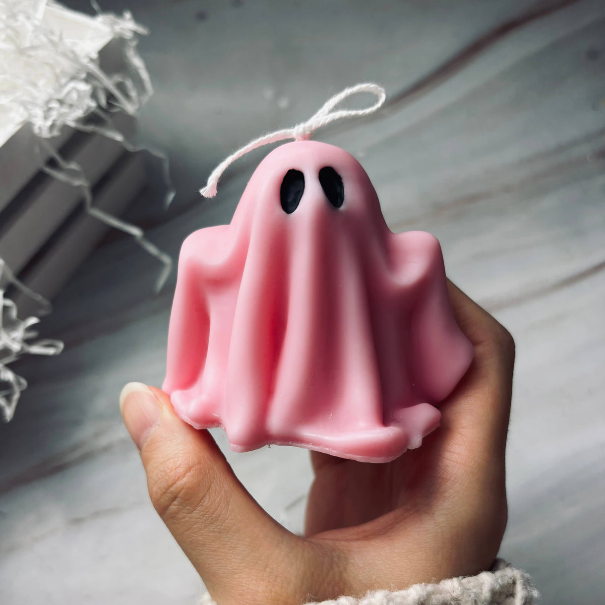 Roze Halloween-kaarsen: Roze geest